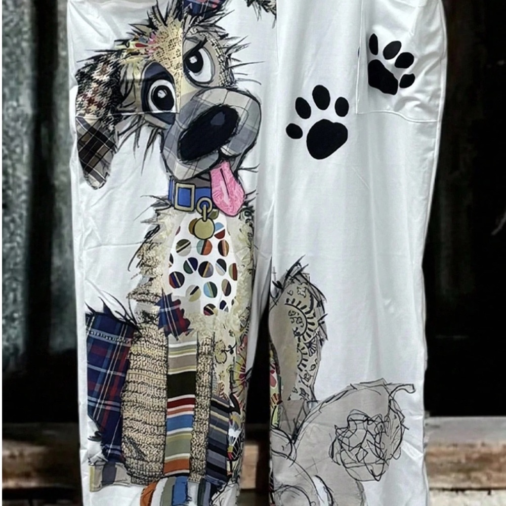 Dog Print White Jumpsuit - Picture 3 of 3